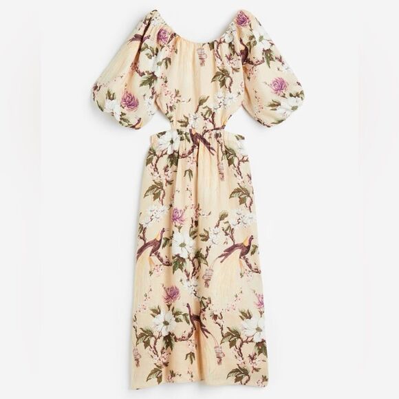 H&M 100% Linen Voluminous Cut Out Dress - Picture 1 of 1